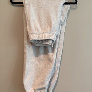 TNA Heather White Sweatfleece Cozy Fleece MegFit Small Arizia Sweatpants